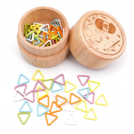 Picture of Zinc Based Alloy Knitting Stitch Markers Triangle At Random Color Mixed Painted 13mm x 12mm, 1 Box ( 60 PCs/Box)