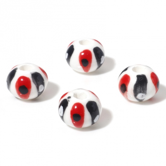 Picture of Ceramic Beads Round Multicolor Dot About 12.5mm Dia, Hole: Approx 3.5mm, 5 PCs