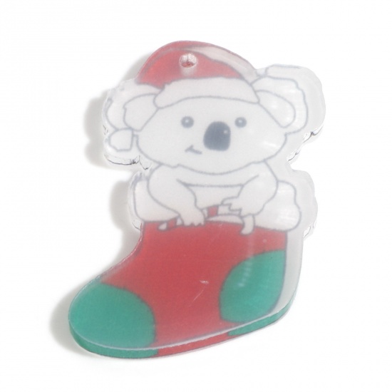 Picture of Acrylic Christmas Pendants Sock Multicolor 3.5cm x 2.5cm, 5 PCs