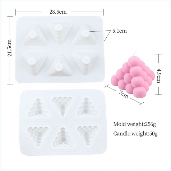 Picture of Silicone Resin Mold For Candle Soap Magic Square Making Pyramid White 28.5cm x 21.5cm, 1 Piece