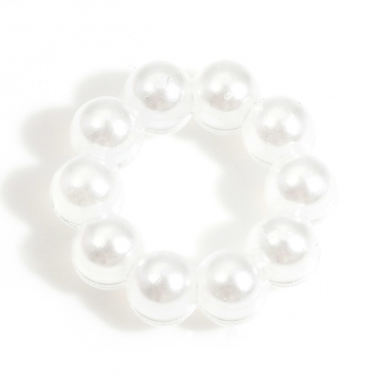 Picture of Acrylic Spacer Beads White Circle Ring 15mm Dia., 20 PCs