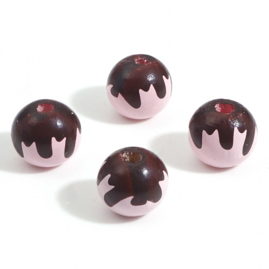 Picture of Hinoki Wood Spacer Beads Round Pink Donut About 16mm Dia., Hole: Approx 4mm-3mm, 20 PCs