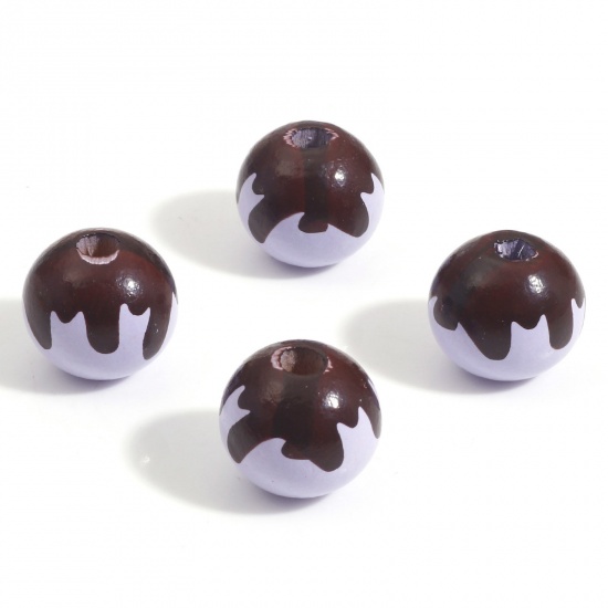 Picture of Hinoki Wood Spacer Beads Round Purple Donut About 16mm Dia., Hole: Approx 4mm-3mm, 20 PCs
