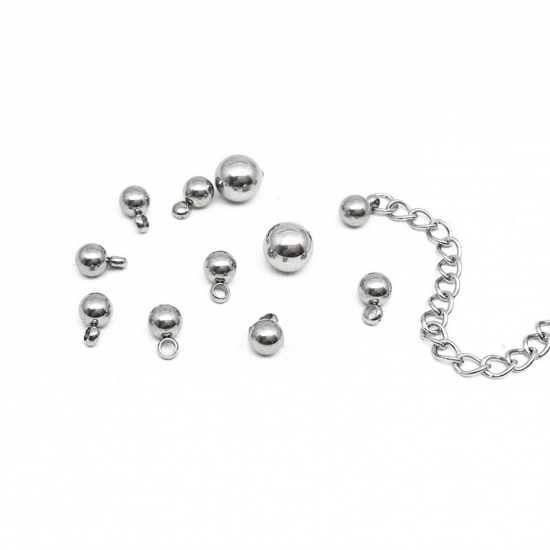 Immagine di 304 Acciaio Inossidabile Charms Tondo Tono Argento 5mm Dia., 20 Pz
