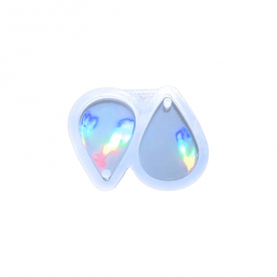 Picture of Silicone Resin Mold For Jewelry Making Drop White Holographic Laser 6cm x 4.5cm, 1 Piece