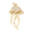 Picture of Brass Ocean Jewelry Charms 18K Real Gold Plated Octopus Clear Cubic Zirconia 26.5mm x 13mm, 1 Piece