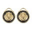 Imagen de 304 Acero Inoxidable Colgantes Charms Ronda Chapado en Oro Negro Leo Esmalte 20mm Diámetro, 1 Unidad