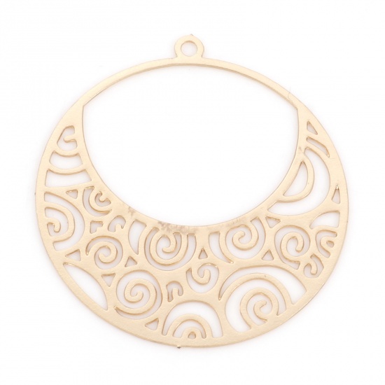 Picture of Iron Based Alloy Filigree Stamping Charms KC Gold Plated Round Spiral Hollow 27mm x 25mm, 20 PCs