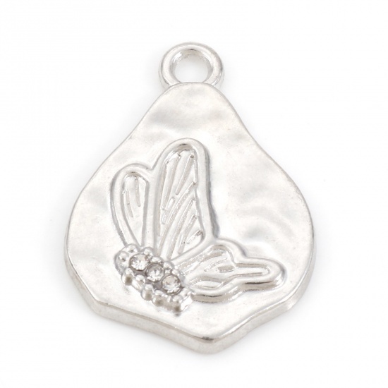 Picture of Zinc Based Alloy Insect Charms Silver Tone Irregular Butterfly 25mm x 18mm, 10 PCs