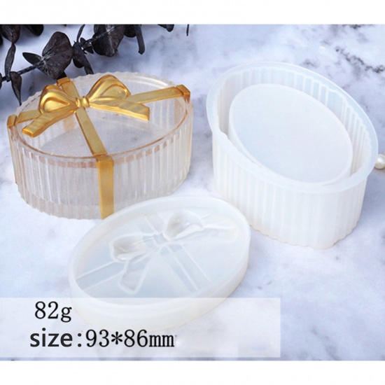 Picture of Silicone Resin Mold For Gift Storage Box Making Oval White 9.3cm x 8.6cm, 1 Set