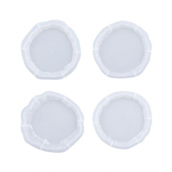 Picture of Silicone Resin Mold For Coaster DIY Making Irregular White 12.7cm x 12.7cm, 1 Set