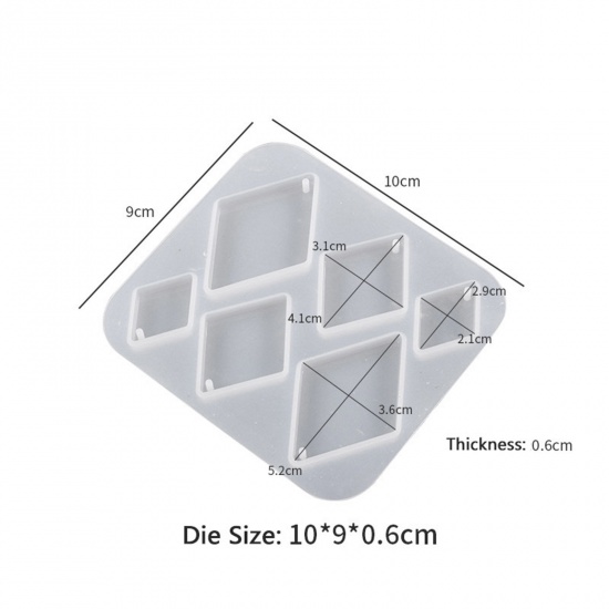 Imagen de Silicona Serie de Geometría Molde de Resina para la Decoración del Hogar Fabricación de Bricolaje Diamond Blanco 10cm x 9cm, 1 Unidad