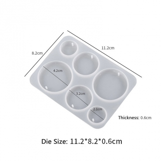 Imagen de Silicona Serie de Geometría Molde de Resina para la Decoración del Hogar Fabricación de Bricolaje Ronda Blanco 12.2cm x 8.2cm, 1 Unidad