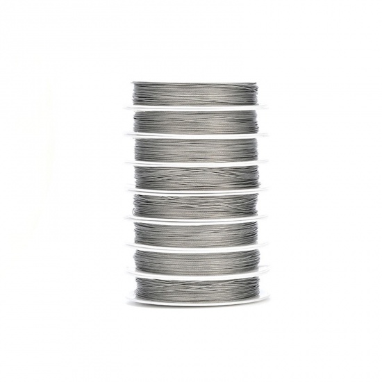 Picture of 304 Stainless Steel Beading Wire Thread Cord Silver Tone 0.3mm, (28 gauge), 1 Roll (Approx 25 M/Roll)
