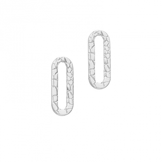 Picture of 304 Stainless Steel Charms Silver Tone Circle Ring Textured 20mm x 7.5mm, 5 PCs