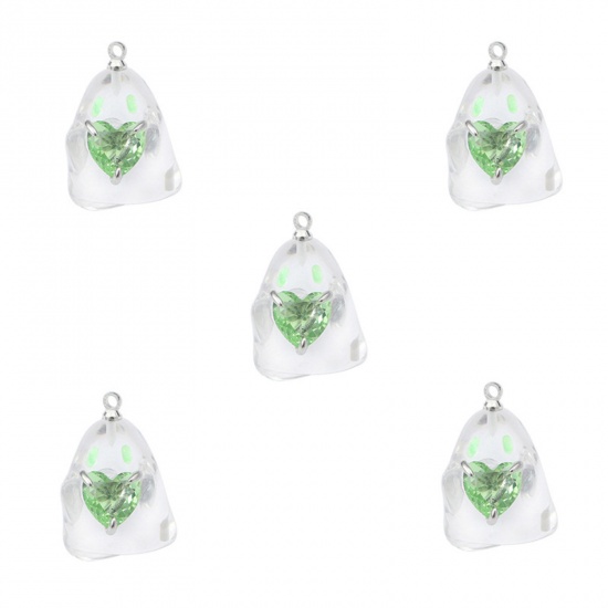 Picture of Resin Halloween Charms Halloween Ghost Green 3D 23mm x 16mm, 2 PCs