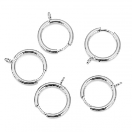 Picture of 304 Stainless Steel Hoop Earrings Round Multicolor With Loop 16mm x 2mm