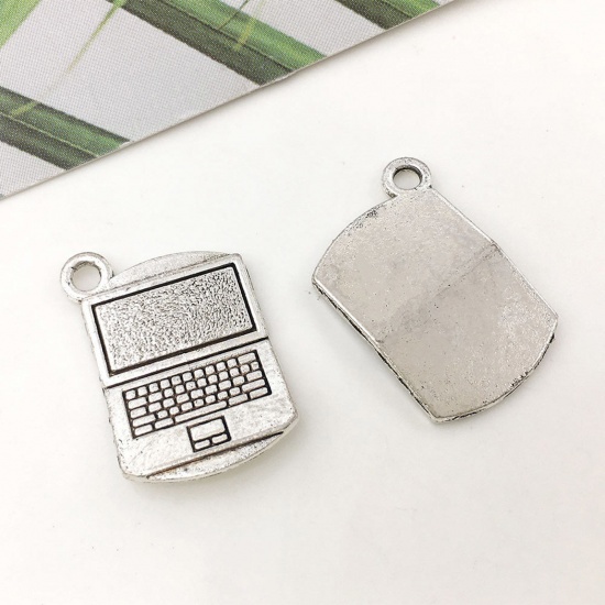 Picture of Zinc Based Alloy College Jewelry Charms Antique Silver Color Notebook 20mm x 14mm, 20 PCs