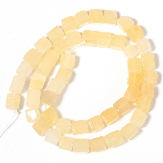Picture of Simulated Citrine ( Imitation ) Loose Beads Cube Yellow About 8mm Dia., 40cm(15 6/8") - 35cm(13 6/8") long, 1 Strand (Approx 43 PCs/Strand)