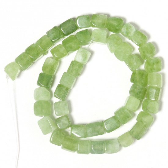 Picture of Simulated Stone ( Imitation ) Loose Beads Cube Grass Green About 8mm Dia., 40cm(15 6/8") - 35cm(13 6/8") long, 1 Strand (Approx 43 PCs/Strand)