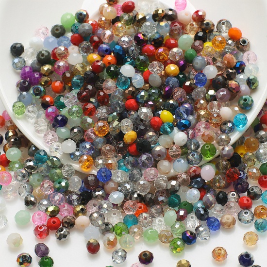 Picture of Glass Beads Round At Random Color Mixed Faceted About 6mm Dia, Hole: Approx 1.4mm, 1 Packet (Approx 200 PCs/Packet)