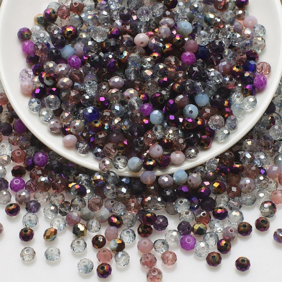 Picture of Glass Beads Round Purple At Random Mixed Faceted About 6mm Dia, Hole: Approx 1.4mm, 1 Packet (Approx 200 PCs/Packet)