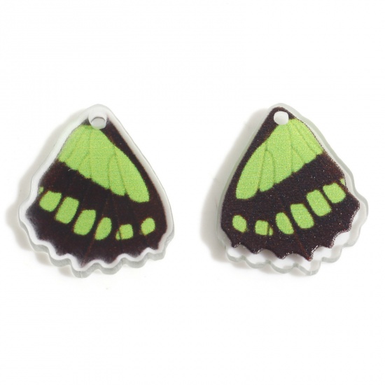 Picture of Acrylic Insect Charms Butterfly Wing Green 20mm x 17mm, 10 PCs