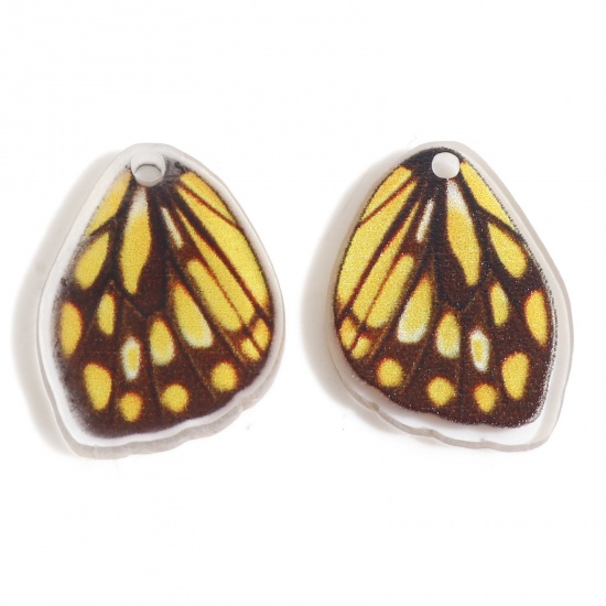 Picture of Acrylic Insect Charms Butterfly Wing Yellow 20mm x 15mm, 10 PCs