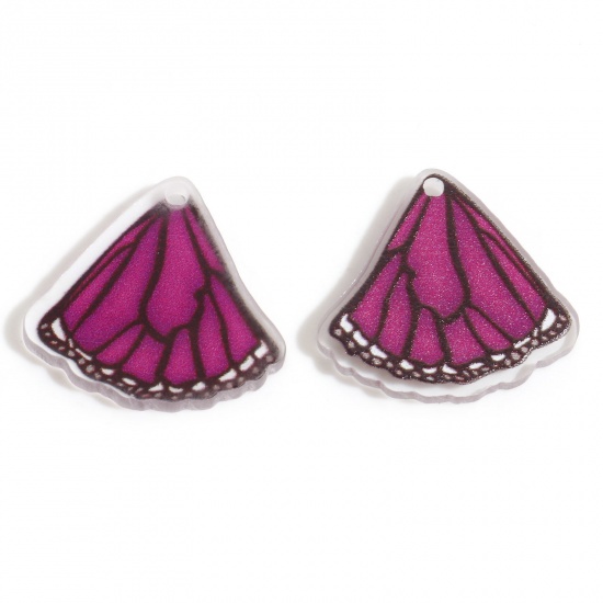 Picture of Acrylic Insect Charms Butterfly Wing Purple 21mm x 20mm, 10 PCs