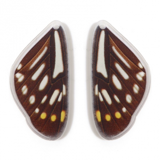 Picture of Acrylic Insect Pendants Butterfly Wing Coffee 3.6cm x 1.7cm, 10 PCs