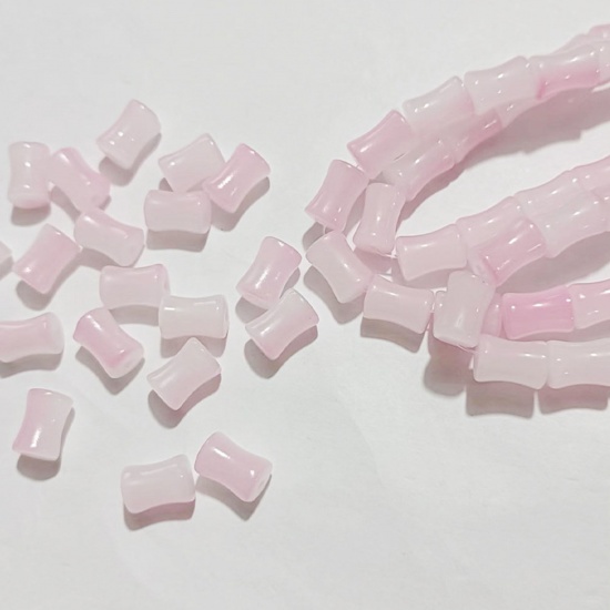 Picture of Lampwork Glass Beads Bamboo-shaped Peach Pink About 12mm x 8.5mm, Hole: Approx 1.2mm, 100 PCs