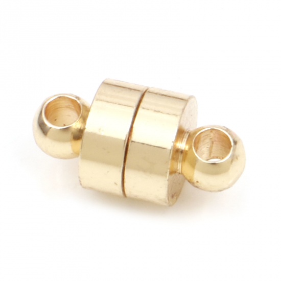 Picture of Brass Magnetic Clasps Cylinder 14K Gold Plated 12mm x 6mm, 2 PCs