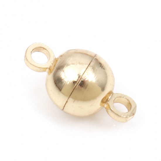 Picture of Brass Magnetic Clasps Ball 14K Gold Plated 12mm x 6mm, 2 PCs