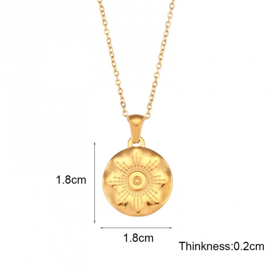 Picture of 304 Stainless Steel Ins Style Necklace Gold Plated Round Flower 40cm(15 6/8") long, 1 Piece