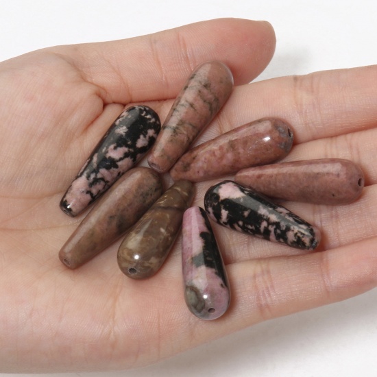 Picture of Rhodochrosite ( Natural ) Loose Spacer Beads Drop Brown About 30mm x 10mm, 2 PCs