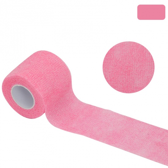 Bild von Vliesstoff Medizinische elastische Verband für Erste Hilfe Körperpflege Sport Handgelenkstütze Neon Pink 5cm, 1 Rolle （ca. 4.5 Meter/Stück)