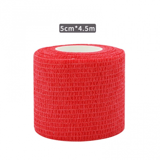 Bild von Vliesstoff Medizinische elastische Verband für Erste Hilfe Körperpflege Sport Handgelenkstütze Rot 5cm, 1 Rolle （ca. 4.5 Meter/Stück)