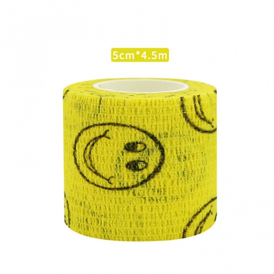 Bild von Vliesstoff Medizinische elastische Verband für Erste Hilfe Körperpflege Sport Handgelenkstütze Gelb Lächeln 5cm, 1 Rolle （ca. 4.5 Meter/Stück)