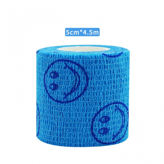 Bild von Vliesstoff Medizinische elastische Verband für Erste Hilfe Körperpflege Sport Handgelenkstütze Blau Lächeln 5cm, 1 Rolle （ca. 4.5 Meter/Stück)