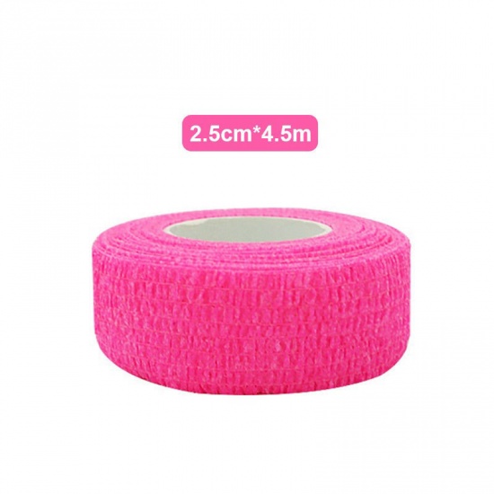 Bild von Vliesstoff Medizinische elastische Verband für Erste Hilfe Körperpflege Sport Handgelenkstütze Neon Pink 2.5cm, 5 Rollen （ca. 4.5 Meter/Stück)