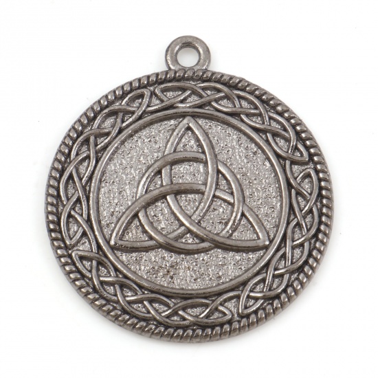 Picture of Zinc Based Alloy Religious Pendants Gunmetal Round Celtic Knot 3.2cm x 2.8cm, 10 PCs