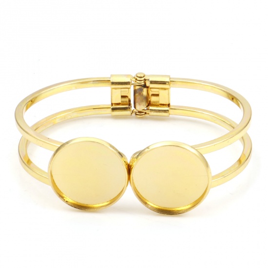 Picture of Brass Cabochon Settings Bangles Bracelets Findings Gold Plated (Fits 20mm Dia.) 19.5cm(7 5/8") long, 1 Piece                                                                                                                                                  