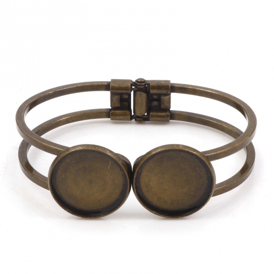 Picture of Brass Cabochon Settings Bangles Bracelets Findings Antique Bronze (Fits 20mm Dia.) 19.5cm(7 5/8") long, 1 Piece                                                                                                                                               