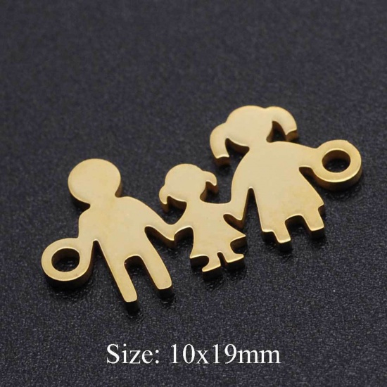 Picture of 201 Stainless Steel Family Jewelry Connectors Silver Tone Parents And Child 19mm x 10mm, 1 Piece