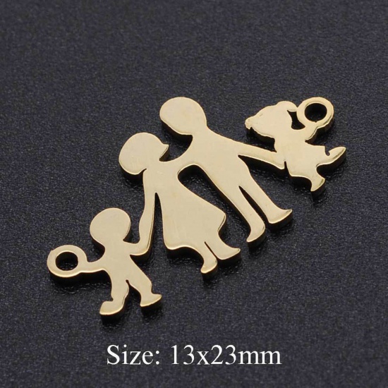 Picture of 201 Stainless Steel Family Jewelry Connectors Silver Tone Parents And Child 23mm x 13mm, 1 Piece