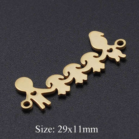 Picture of 201 Stainless Steel Family Jewelry Connectors Silver Tone Parents And Child 29mm x 11mm, 1 Piece