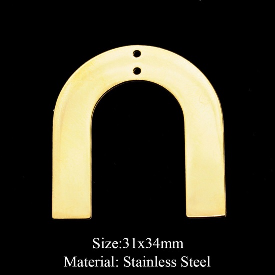 Imagen de 201 Acero Inoxidable Colgantes De arco Chapado en Oro 34mm x 31mm, 1 Unidad