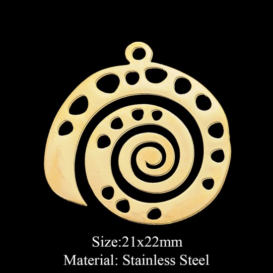 Picture of 201 Stainless Steel Charms Gold Plated Swirl 22mm x 21mm, 1 Piece
