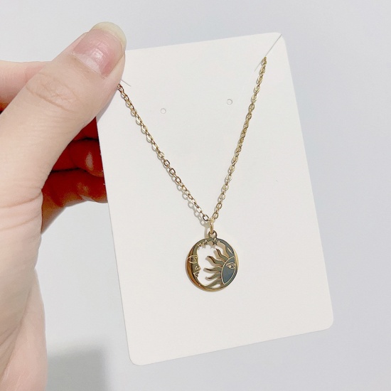 Picture of 304 Stainless Steel Galaxy Necklace Gold Plated Sun Hollow 40cm(15 6/8") long, 1 Piece
