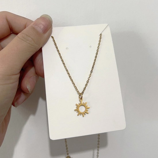 Picture of 304 Stainless Steel Stylish Necklace Gold Plated Sun Hollow 40cm(15 6/8") long, 1 Piece